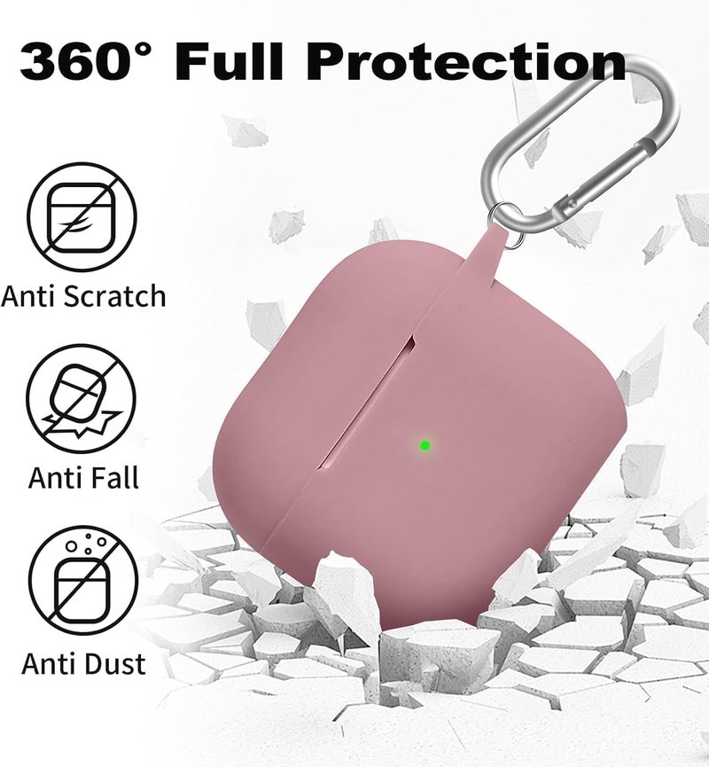 Woyinger for Airpods 4th Case Cover,Come with Cleaner Kit,Soft Skin Silicone Case Cover with Keychain,Full Protective Case for Men and Women,Compatible with AirPods 4th Generation Case,Bean Pink - Image 3
